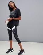 Adidas Capri Leggings With Graphic Print - Black