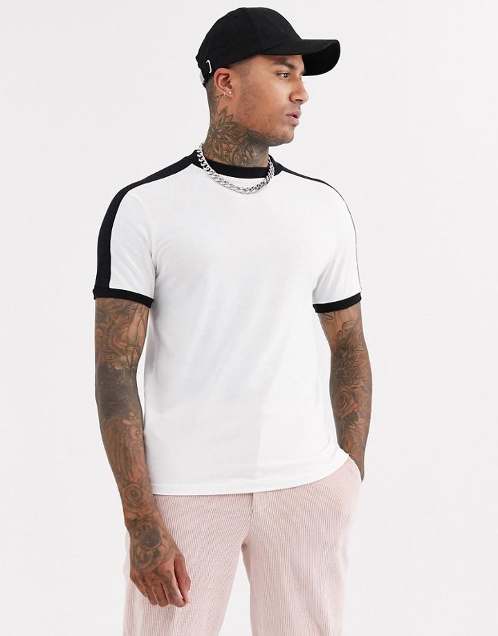 Asos Design Recycled T-shirt With Contrast Shoulder Panel In White