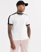 Asos Design Recycled T-shirt With Contrast Shoulder Panel In White