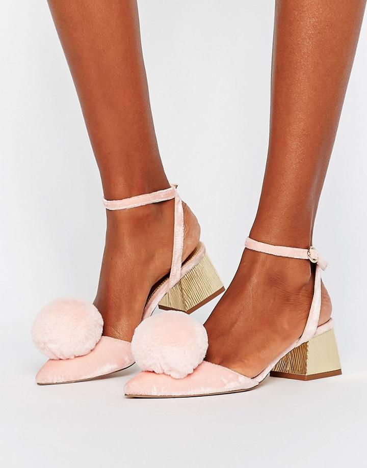 Asos Saucy Pom Pom Mid Heels - Pink