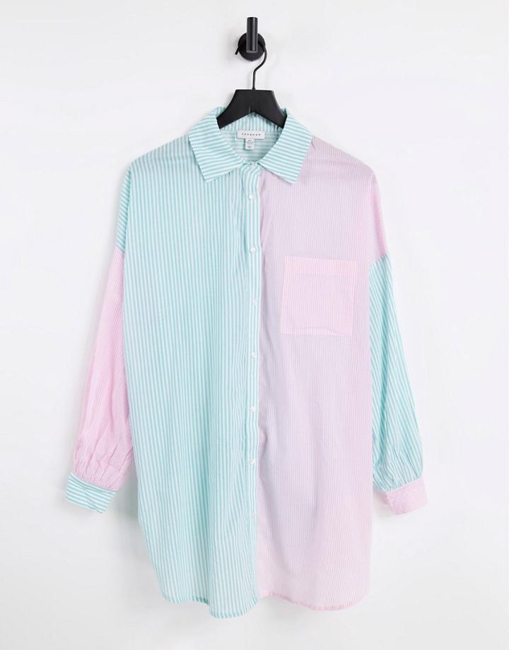 Topshop Oversized Stripe Shirt-multi