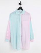 Topshop Oversized Stripe Shirt-multi