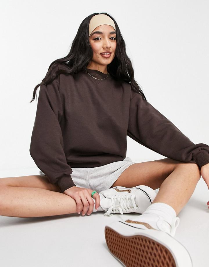 Stradivarius Oversized Sweatshirt In Chocolate-brown