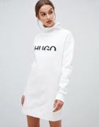 Hugo Logo Funnel Neck Dress - White