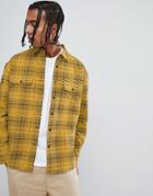 Asos Design Oversized Check Shirt With Poppers In Yellow