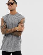 Asos Design Oversized Sleeveless T-shirt In Interest Rib-gray
