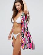 Vero Moda Color Block Beach Kimono - White