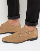 Asos Monk Shoes In Stone Suede - Stone