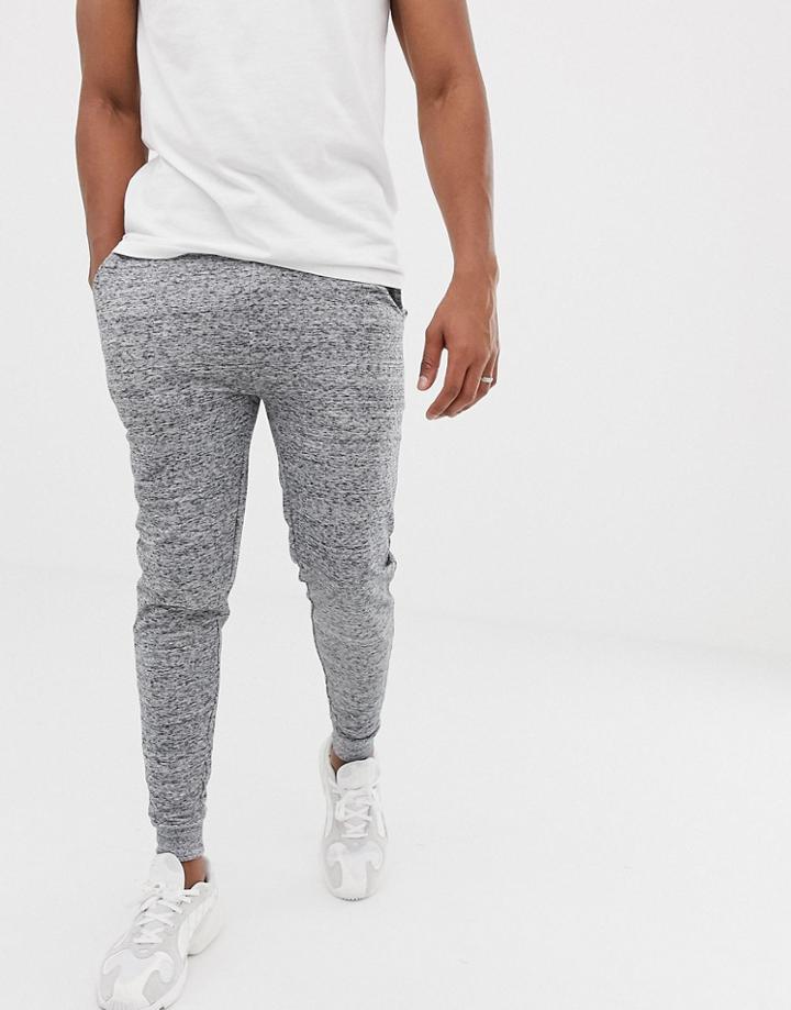 Asos Design Skinny Joggers In Navy Interest Fabric - Navy