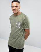 Redefined Rebel T-shirt With Contrast Camo Pocket - Green