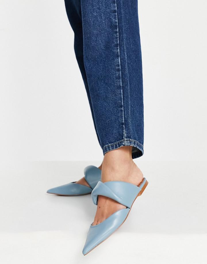 Asos Design Leeway Padded Twist Flat Mules In Blue-blues