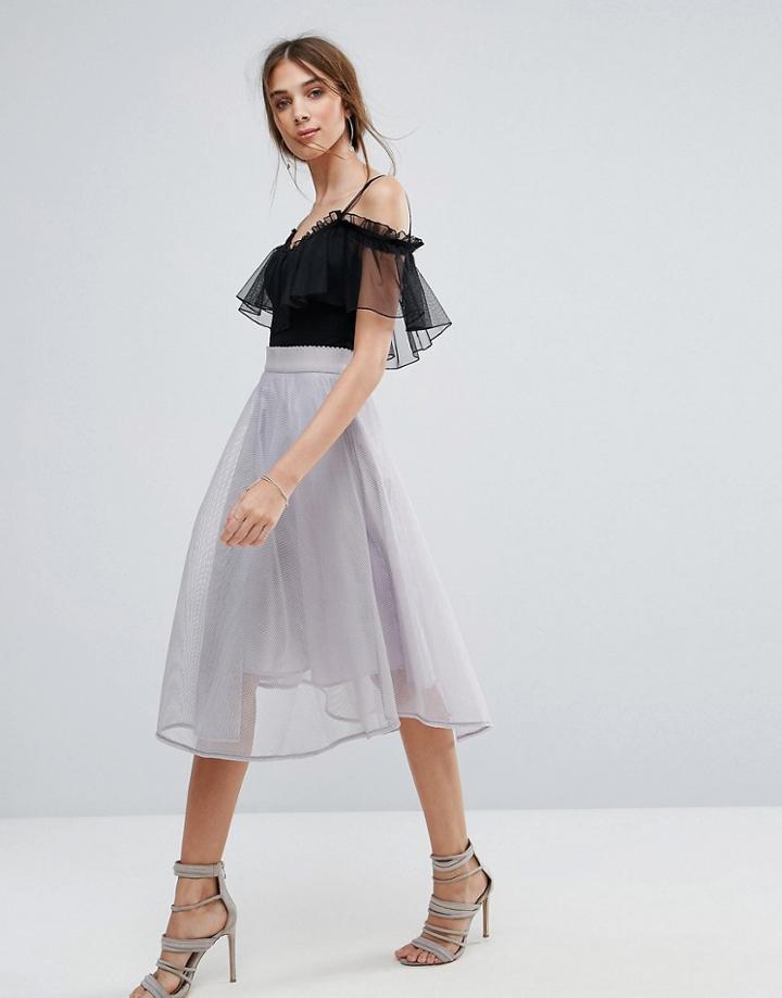 New Look Midi Skater Skirt - Gray