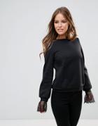 Vero Moda Lace Detail Sweatshirt - Black