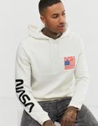 Asos Design Hoodie With Nasa Back And Sleeve Print In Off White - Beige