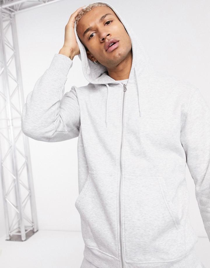 Weekday Standard Zip Hoodie In Gray-grey