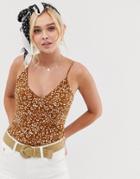Gilli V Neck Body In Bright Leopard Print-yellow