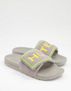 Hunter Originals Terry Slides In Gray And Yellow-grey
