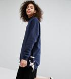 Monki Tie Side Longline Sweater - Navy