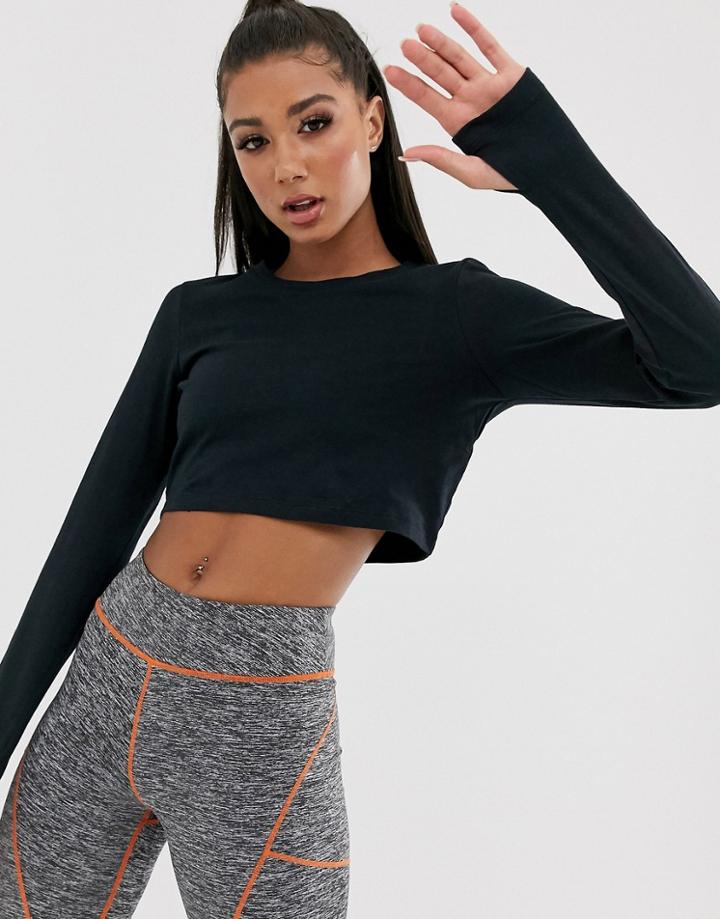 Asos 4505 Crop Long Sleeve Top - Black