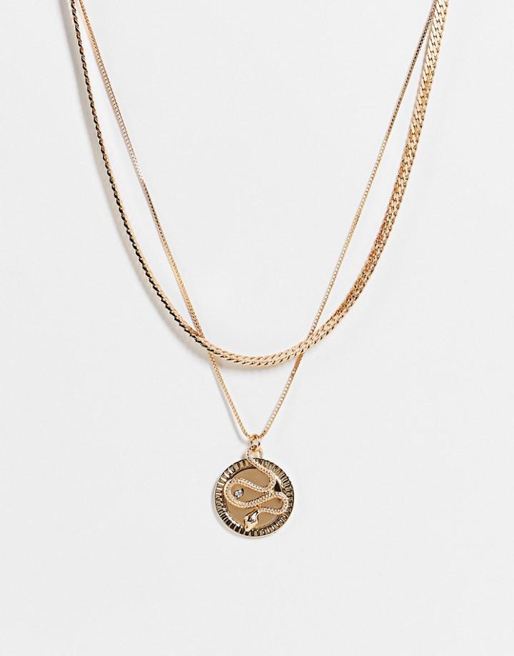 Aldo Chiamma Multirow Necklace With Pendant In Gold