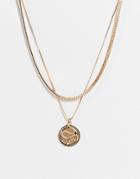 Aldo Chiamma Multirow Necklace With Pendant In Gold