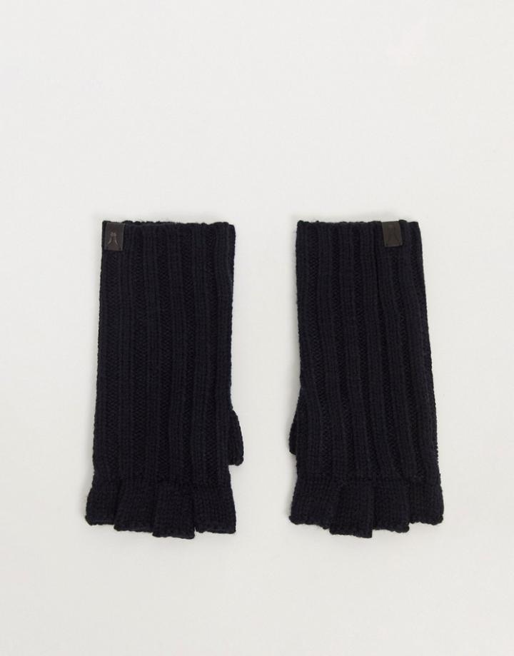 All Saints Ribbed Fingerless Gloves In Ink Navy