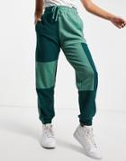 Topshop Patchwork Sweatpants In Green - Part Of A Set-multi