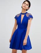 Forever Unique Skater Dress With Shoulder Detail - Blue