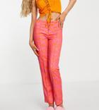 Collusion Low Rise Slim Hibiscus Print Pants In Pink