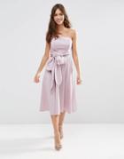 Asos Wedding Structured Midi Dress With Bow Detail - Dusty Lilac