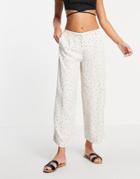 Selected Femme Wide Leg Pants In White Spot Print - Part Of A Set