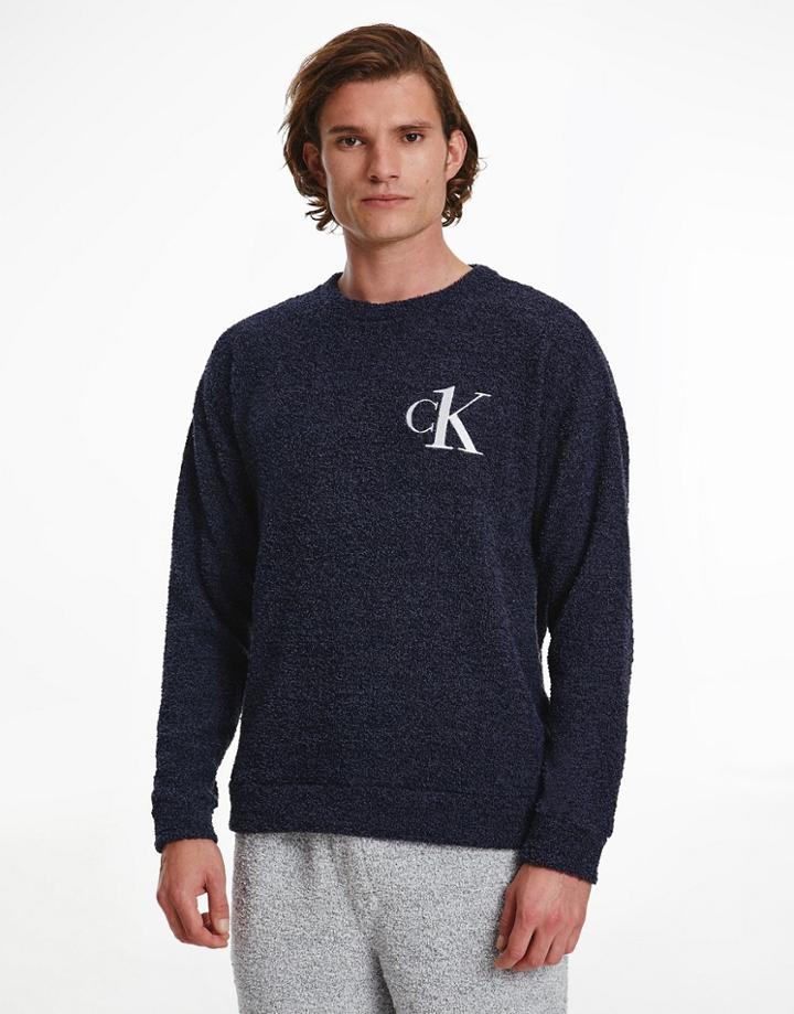 Calvin Klein Ck One Lounge Sweatshirt In Navy Terrycloth