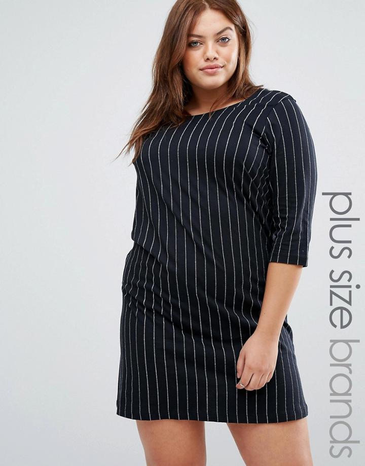 Junarose Pinstripe Shift Dress - Black