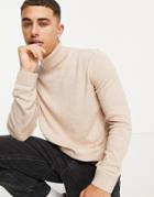 New Look Roll Neck Knitted Sweater In Cream-white