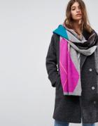 Asos Argyle Knit Bright Scarf - Gray