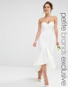Jarlo Petite Bandeau Midi Dress With Fishtail Detail - White