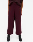 Monki Cilla Ribbed Wide Leg Pants In Burgundy-red