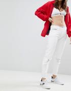 Tommy Jeans Mid Rise Straight Leg Jeans With Rips - White