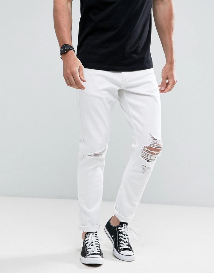 Rollas Thin Captain Jeans Flame Trees White - White