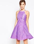 Forever Unique Daphne Skater Dress With Eyelash Lace Trim - Lilac