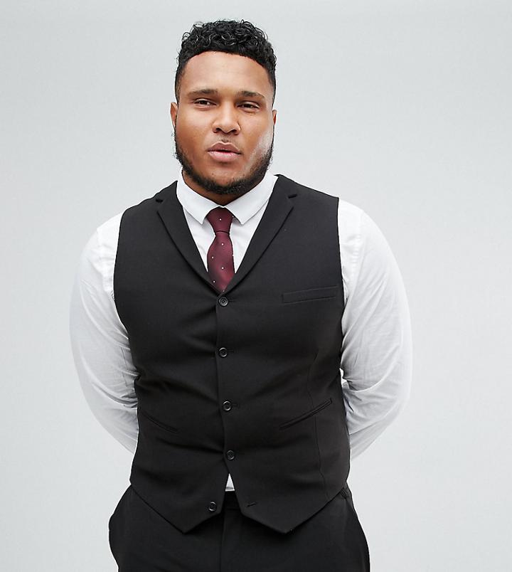 Asos Plus Super Skinny Fit Suit Vest In Black - Black