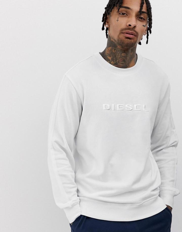 Diesel Logo Lounge Crew Neck Sweat In White - White