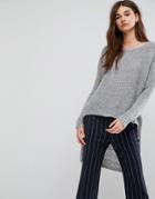 Gestuz Veda Mohair Wool Blend Drop Back Sweater - Gray