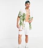 Pull & Bear Jersey Runner Shorts In Sage-green