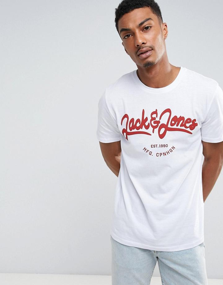 Jack And Jones Script Logo T-shirt - White