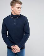 Tommy Hilfiger Fayo Texture Sweater Half Button Up - Navy