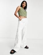Topshop High Waisted Cargo Pants With Utility Pockets In White