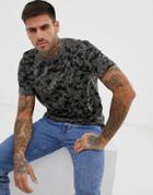 Bershka Join Life T-shirt In Gray With All Over Print - Gray