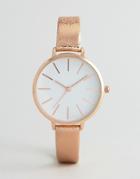New Look Metallic Clean Dial Watch - Pink