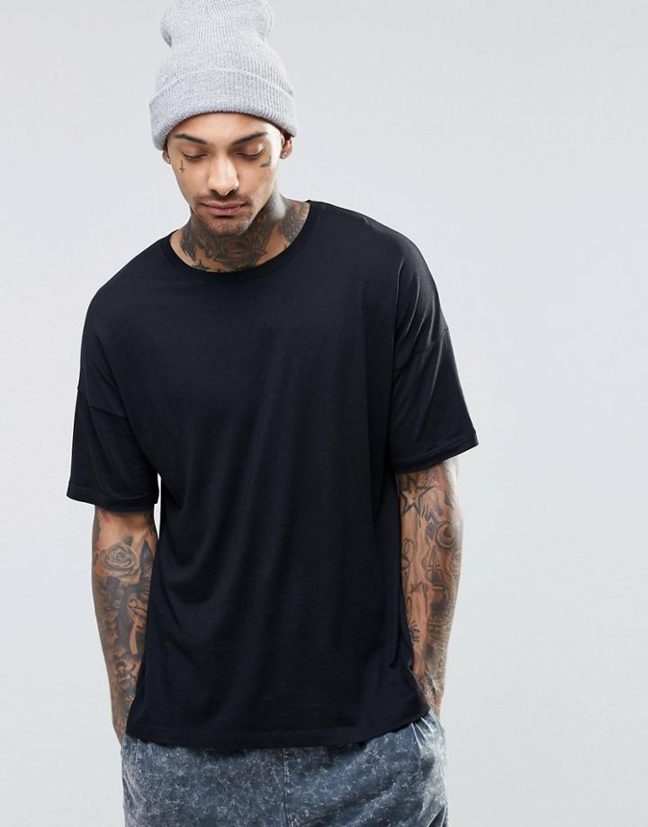 Asos Loungewear Oversized T-shirt In Lightweight Fabric - Black